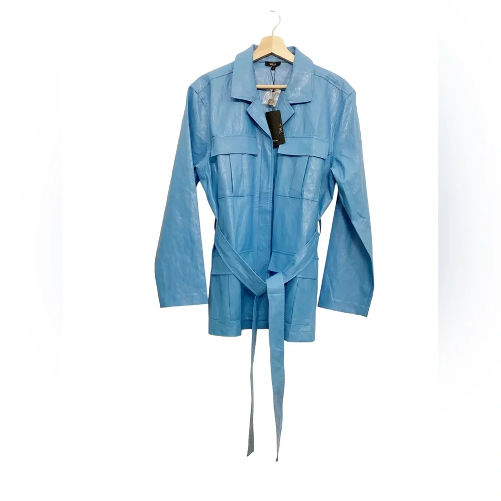 NWT Rails The Romily Vegan Leather Utility, Safari jacket in Bluestone Size L - Picture 7 of 15